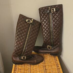 Vince Camuto Brown Quilted Combat Boots